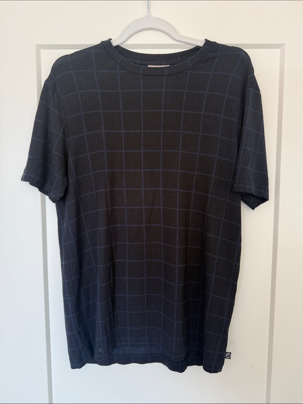 Armani Collezioni Navy Grid Short Sleeve Tee